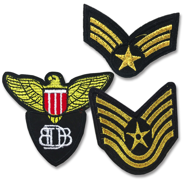 Сшить на пользовательском дизайне имя логотипа аппликация Ткань Вышитые плечевые Значки для армейской униформы одежды