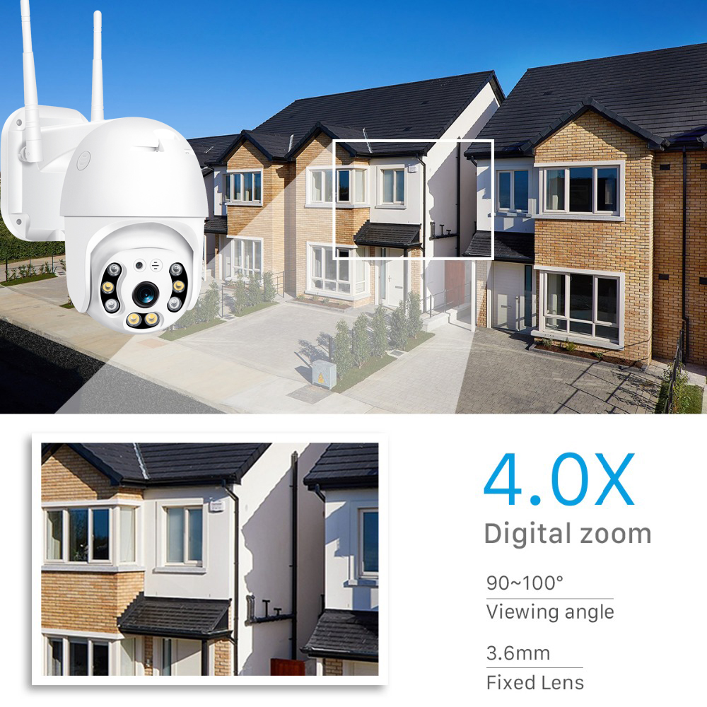 Amazon Hot Selling 1080P Smart Outdoor Security Camera Wireless 360 Degree PTZ Long Range Garage Door Security Camera