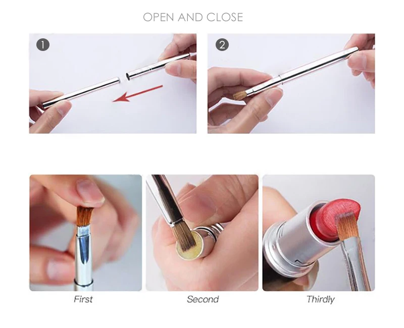 Professional Lip Brush Applicators Dual End Retractable Design Lipstick Brush
