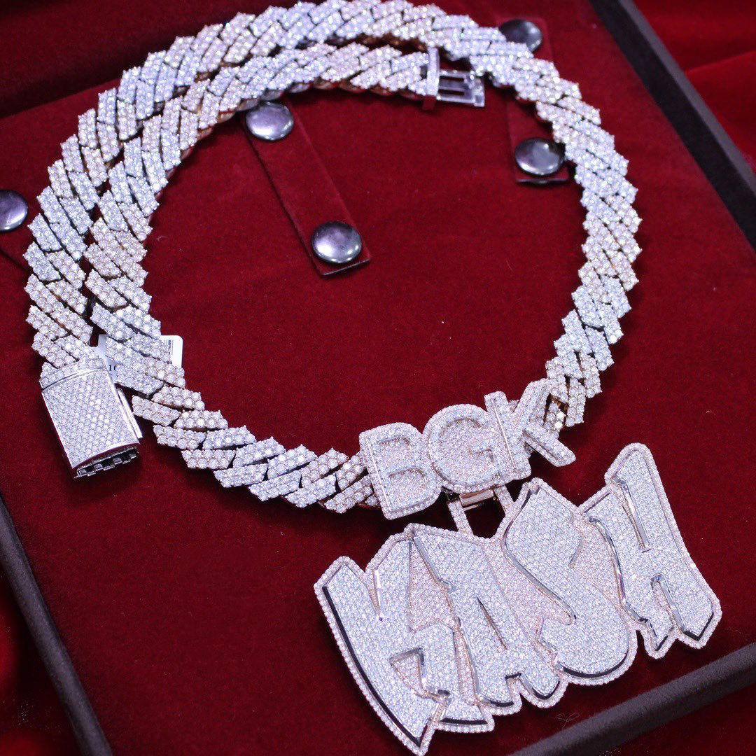 Iced Out Custom Letter Charm Pendant Cuban Link Chain 18 Karat Gold Plated Men Women Hip Hop Jewelry DIY Name Necklace Set