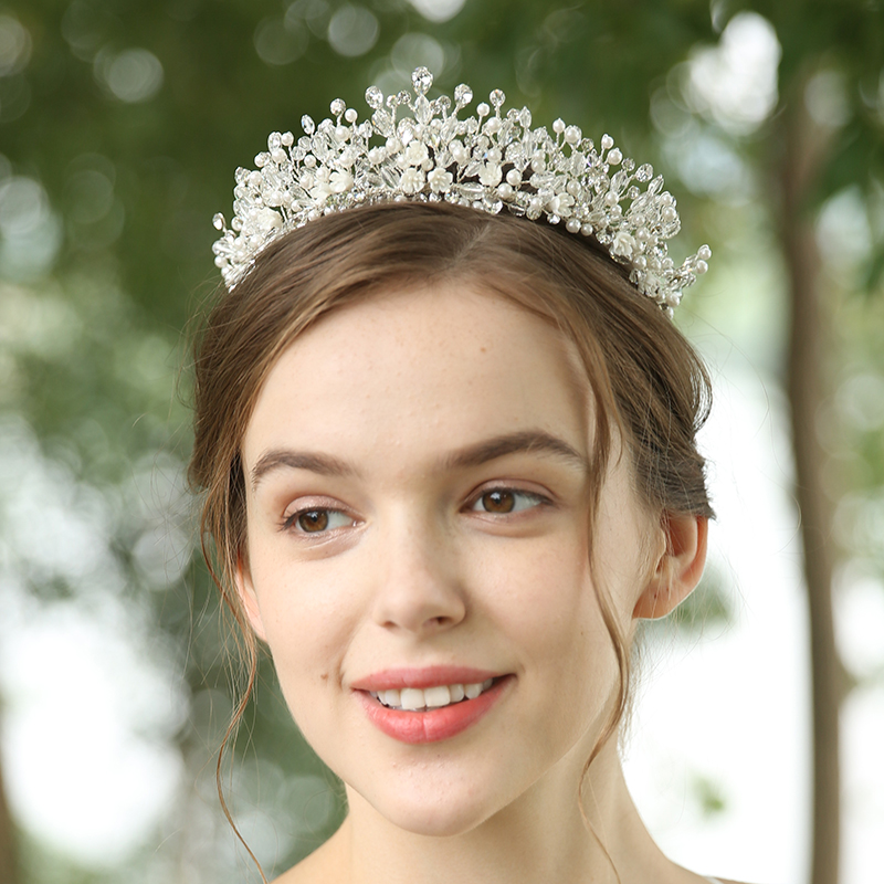 Elegant Handmade Crown Jewelry Headdress Wedding Crystal Hair Accessories Bridal Tiara For Women