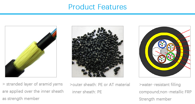 12 24 48 Core Span 100m All - Dielectric Self - Supporting ADSS Overhand Fiber Optic Cable