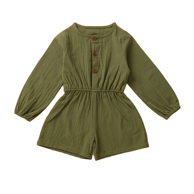 Осенний модный детский комбинезон из 100% хлопка с пузырьковыми рукавами, детские комбинезоны для девочек, цельные комбинезоны