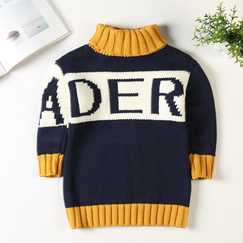 Детский свитер Sunny Baby в Корейском стиле, новинка осень-зима 2021, свитер средней длины для мальчиков с высоким воротником, пуловер
