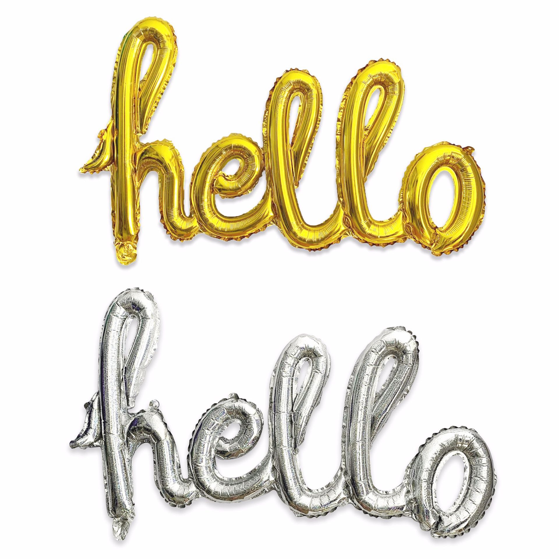 连接字母铝箔气球新生儿派对装饰性别揭秘派对装饰hello baby形状字母