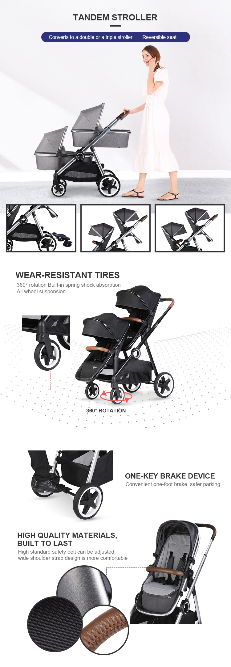 Factory Direct Supply Twins Folding Cart Baby Stroller