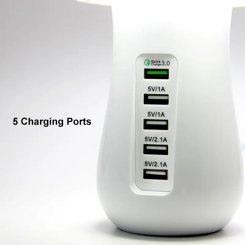 5 ports usb mobile charger with QC3.0 mushroom LED desk lamp