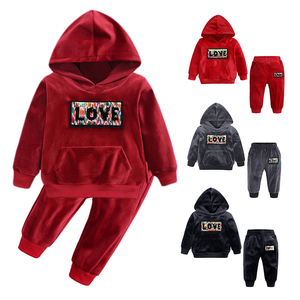 New Design Teenage Boys Fall Sport Suit Winter Warm Children Girls Hoodie Clothes Sets
