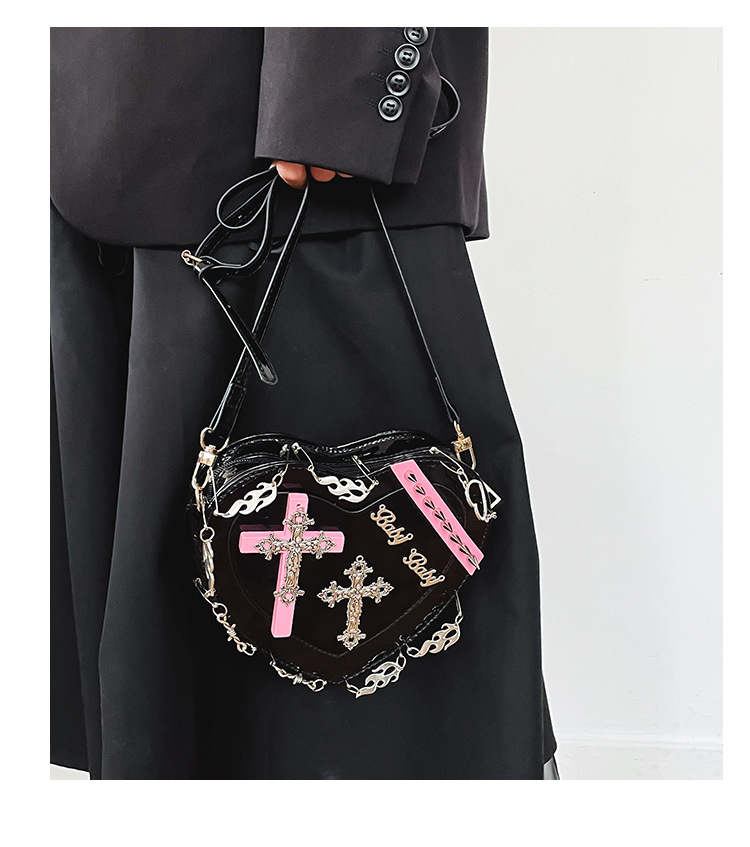 Women's Cool Personality Dark Style Crossbody Handbag Heart-Shaped