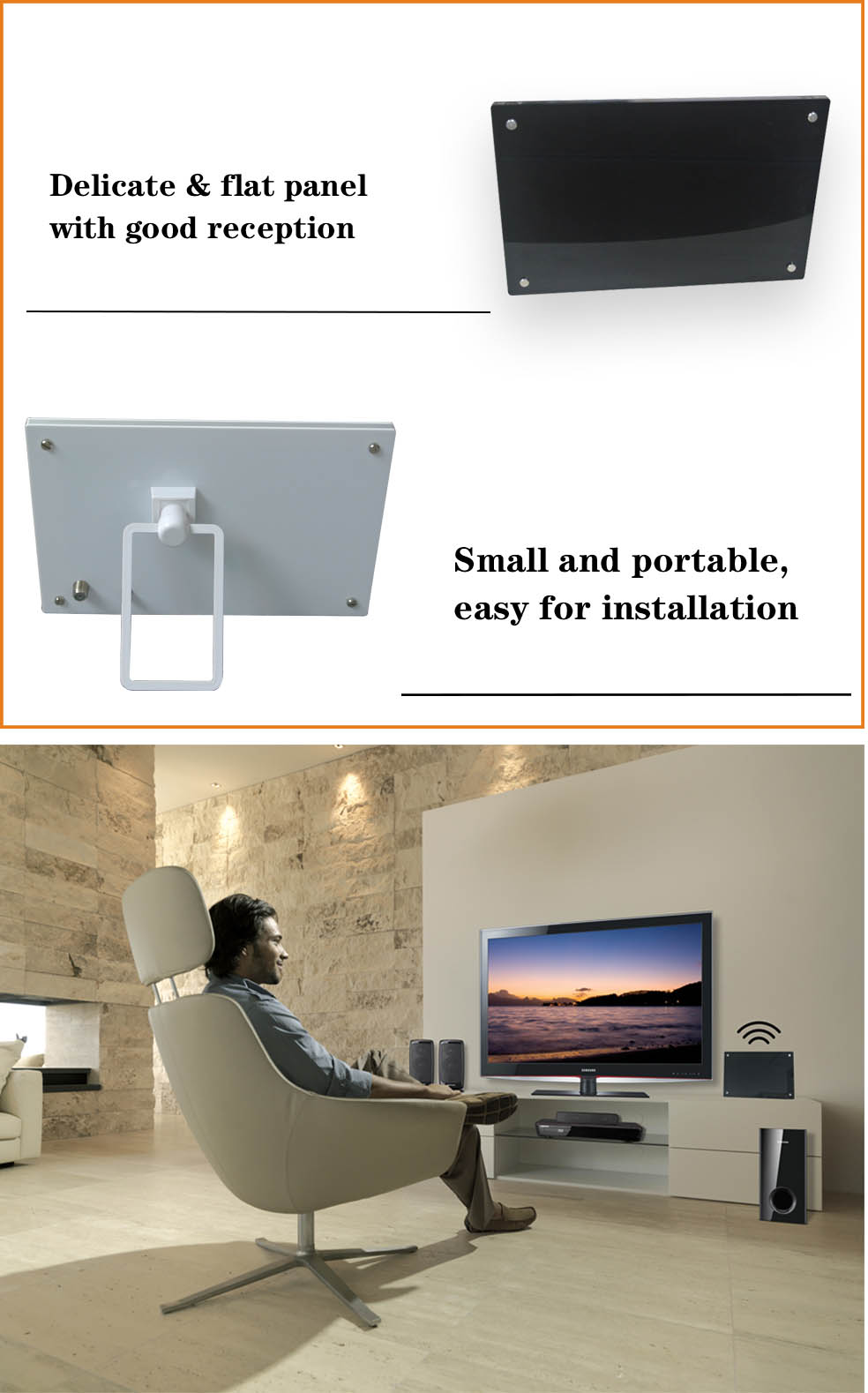 Omnidirectional Indoor TV Antenna ATSC / DVB-T / ISDB-T For Home