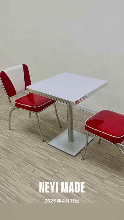 ミッドセンチュリー レトロ ダイナー ブース＆テーブルセット V字型