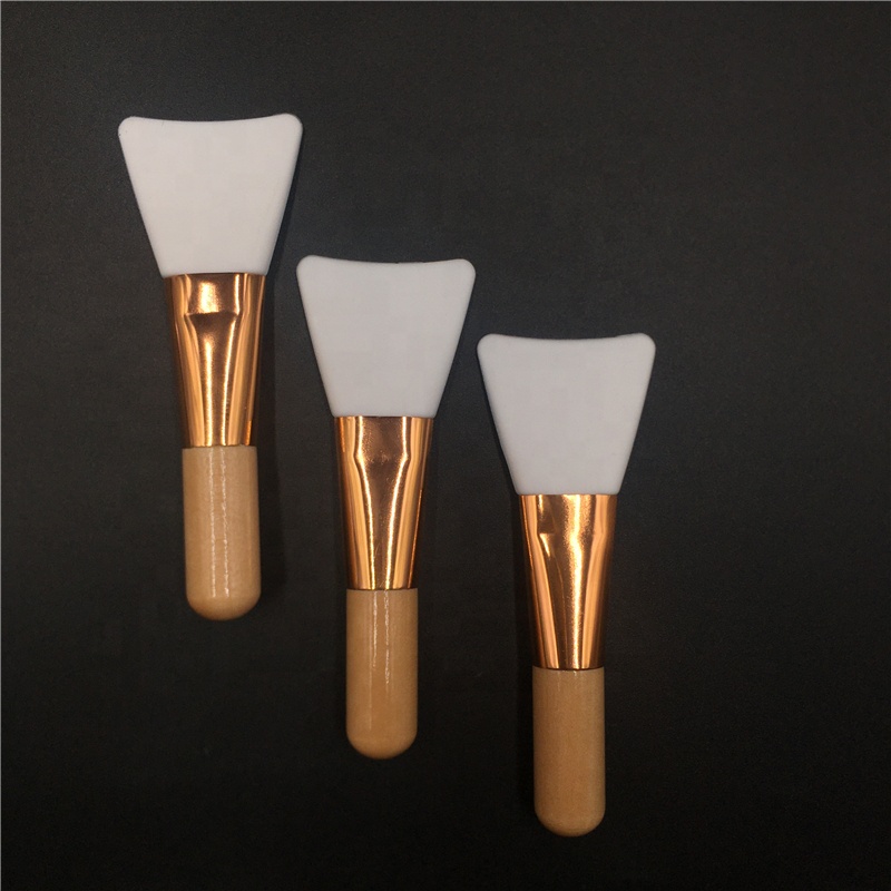 Частная торговая марка с деревянной ручкой, силиконовая мини-Кисть для макияжа лица «сделай сам» для спа, нанесения основы, лица, розовая Золотая Кисть для макияжа
