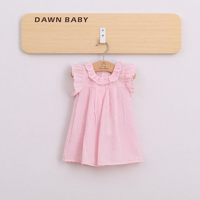 100% хлопок Летнее Детское платье без рукавов Детские платья с пуговицами сзади