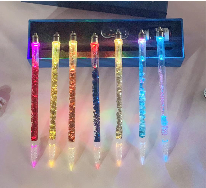 夜光液体书法钢笔卡通测试彩色彩色墨水笔闪光流动浮动五彩纸屑玻璃