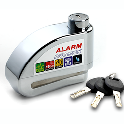 DF Chrome Alarm Sepeda Kunci 110db Alarm Tahan Air Mencegah Pencurian Rotor Disc Motor Lock Alarm
