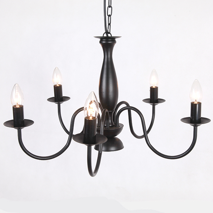 European chandelier iron black candle pendant lamps LED Indoor chandelier