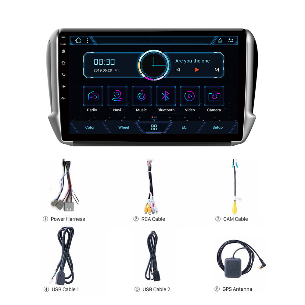 Android Car Video 9 Inch PX6 Dashboard Placement Monitor With FM/AM/RDS/AHD/DSP Touch Screen Car Stereo For Peugeot 2008