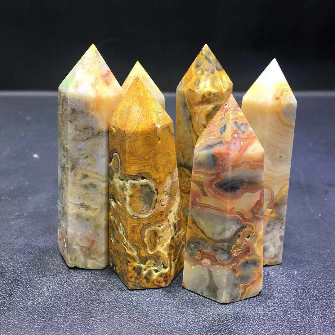 天然彩色图案宝石疯狂蕾丝玛瑙石英水晶点愈合石头 - buy crazy lace