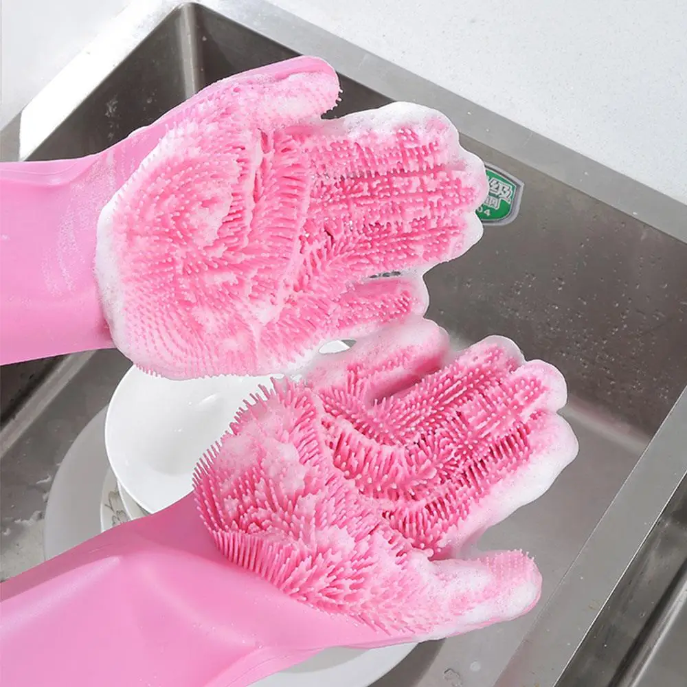 Cleaning Scrubber Wash Washing Brush Silicone Dishwashing Glove