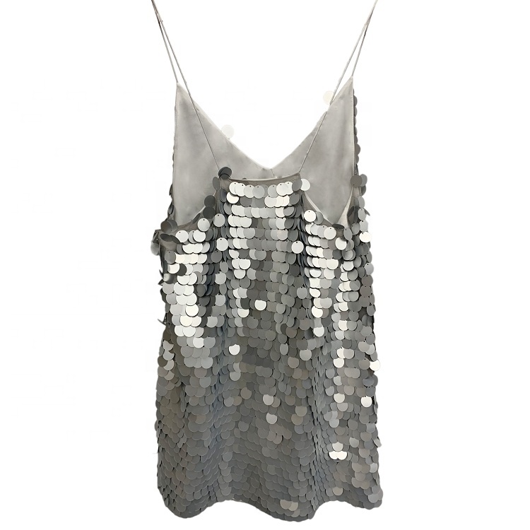 V Neck Bling Backless Sleeveless Short Beach Cover Wear Party Club Ladies Girls Mesh Sexy Sequin Halter Tops For Women