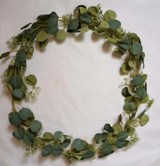 新款时尚人造绿色柳树叶子藤蔓桉树花环婚礼派对酒店挂饰