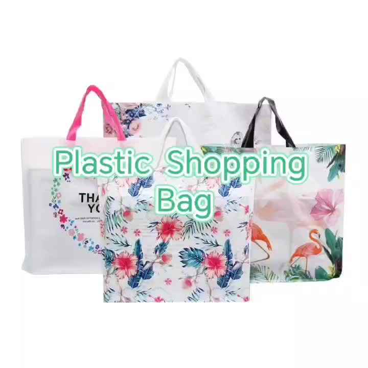 50*40cm 40*30cm Customized Printed Logo LDPE/HDPE Handle Die Cut