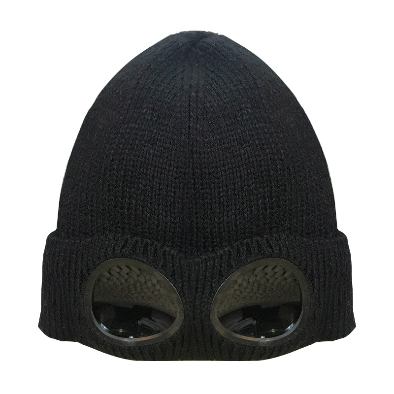 Unisex Goggle Knitted Beanie Hat - Warm Winter Skull Ski Cap