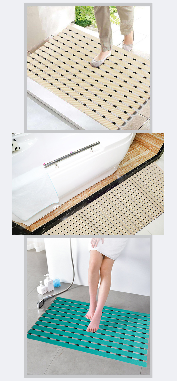 China Manufacturer Shower Non Slip Bathroom anti slip extra long large bath mat(图2)