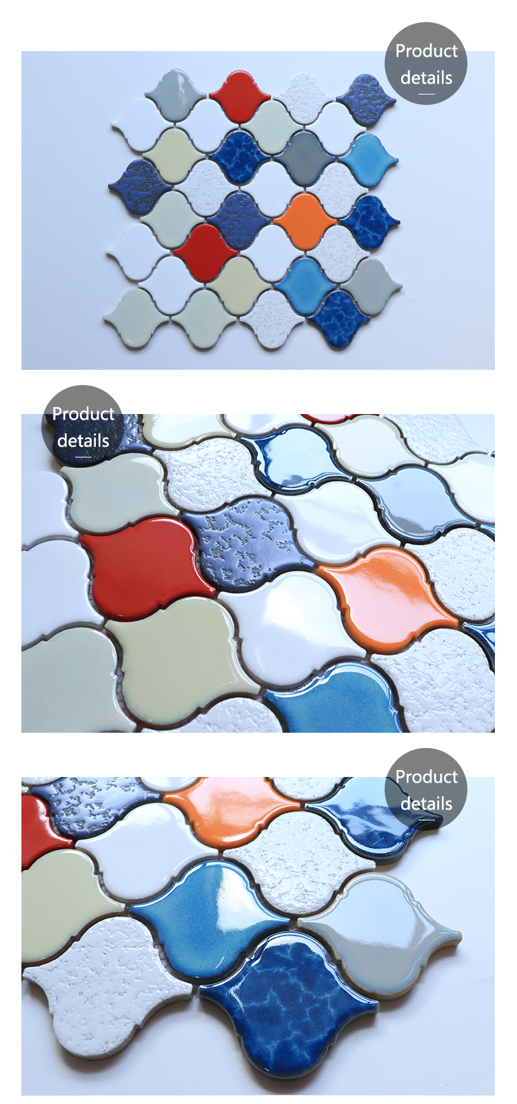 268x260mm Lantern Shape Mix Color Ceramic Mosaic Tile