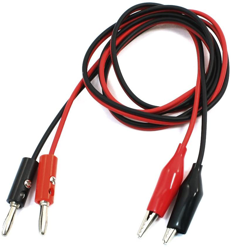2pcs 1 Meter Alligator Cilp to AV Banana Plug Test Cable Lead Connector Dual Tester Probe 35mm Crocodile Clip 1M for Multimeter