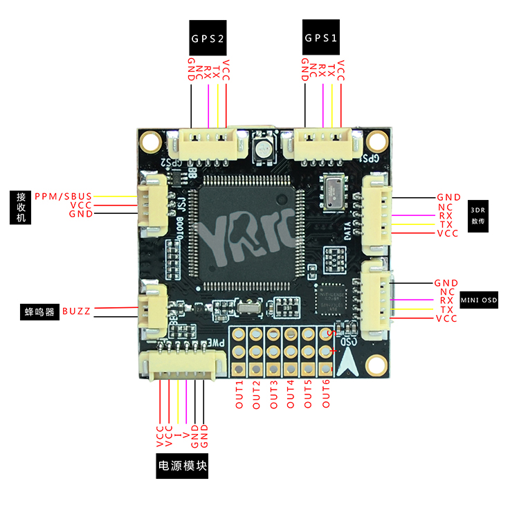 Pixhawk MINI PIX, 2.4 8 PX4 Pilote Automatique PIX 2.4.8 32Bit Contrôleur De Vol avec Module D'alimentation Sonnerie pour la Course Drone Hélicoptère