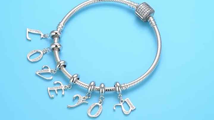 PARCOM S925 Sterling Silver Letter Charms With Cubic Zirconia - A-Z Alphabet Beads For DIY Jewelry