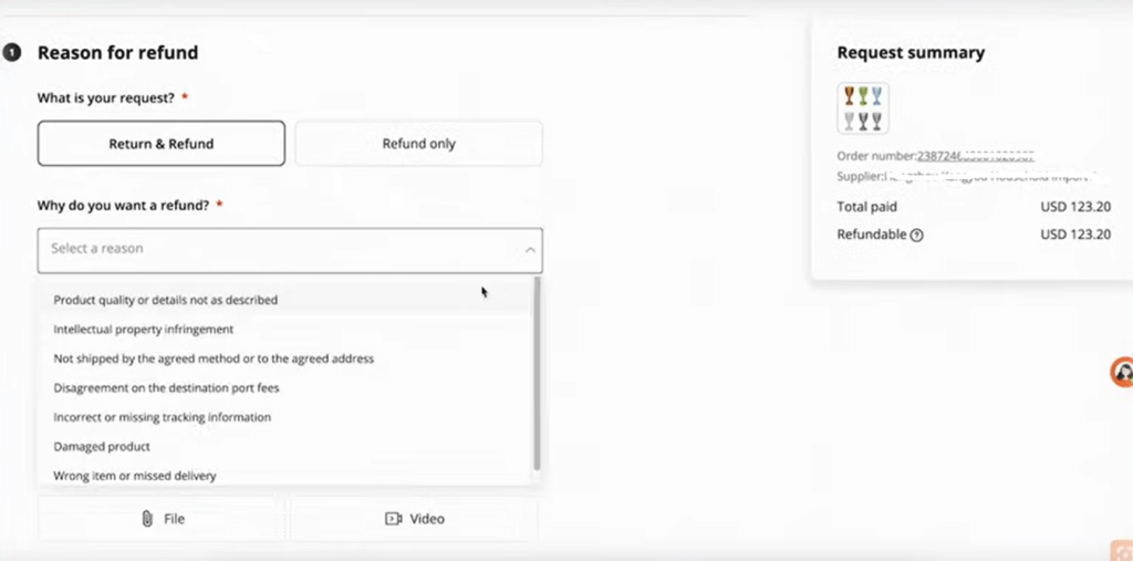 Alibaba.com buyers can request refunds under Trade Assurance orders