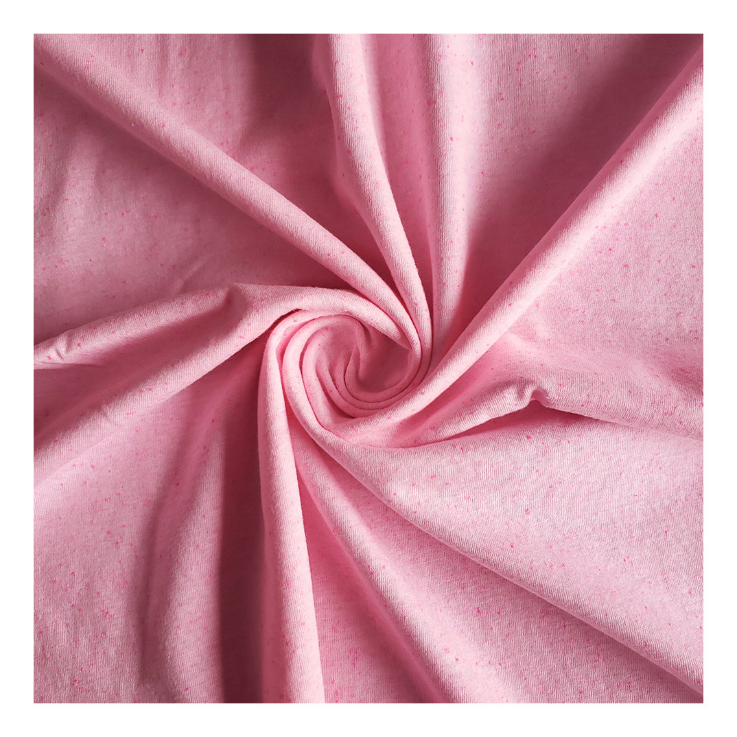 Hot Sale Pink Jersey Fabric Neps Eco-Friendly Recycle Cotton Fabric For T Shirt Women Underwear