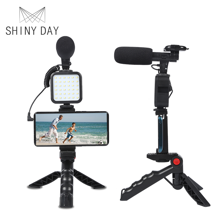 Поддержка индивидуального поворота на 360 градусов живого потока Запись микрофон заполняющий свет с подставкой для смартфона