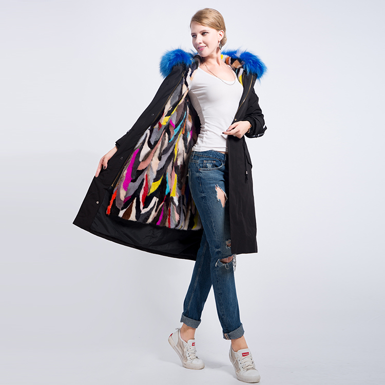 2021 New Designer High Fashion Women Faux Fur Collar Hooded Long Fur Coat For Ladies