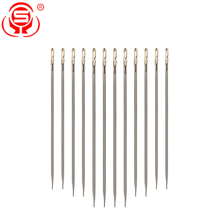 Sewing Tools 12Pcs Self-Threading Needles Gold Tail Easy to Go Through from Side Sewing Embroidery Tool Side Opened Handy Sewing Needles