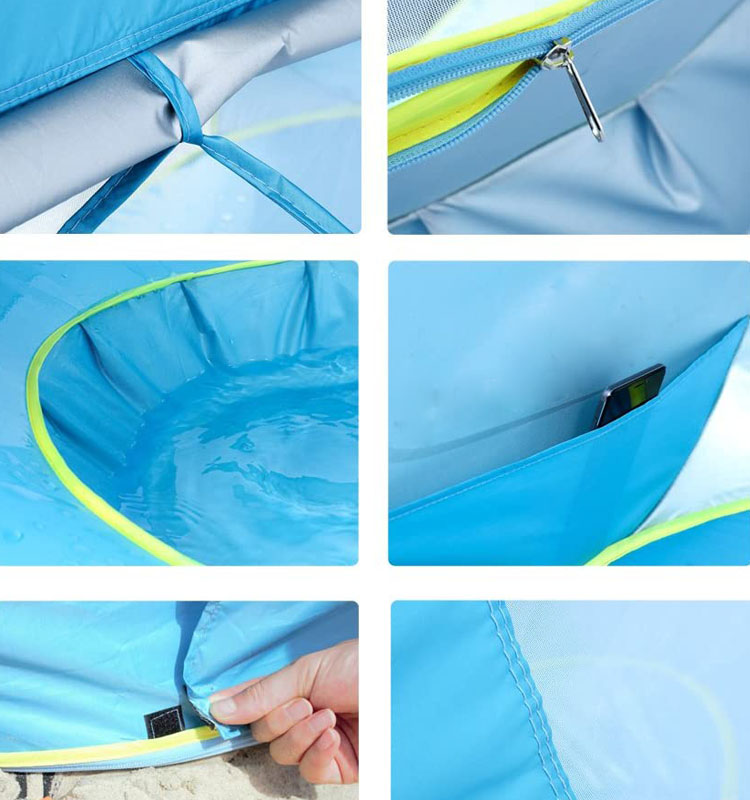 Promotional Happy Summer Best, Waterproof Packable Compact Windbreak Protection Newborn Infant Baby Beach Tents With Mini Pool/