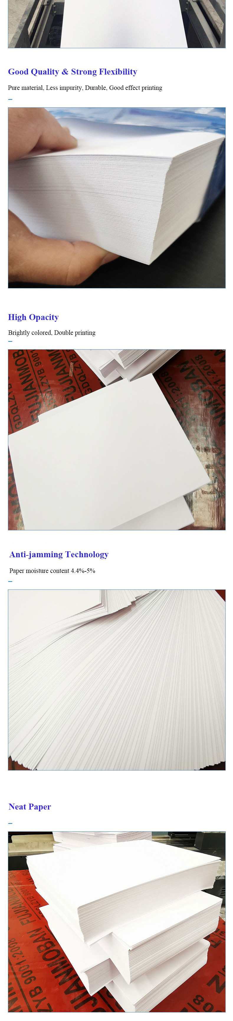 High Stiffness Cheap A4 Copy Paper 80gsm For Copiper Laser Printing