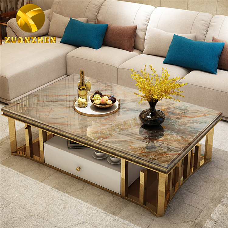 Home furniture living room sets gold center table luxury coffee tables and tv stand modern marble coffee table for sale