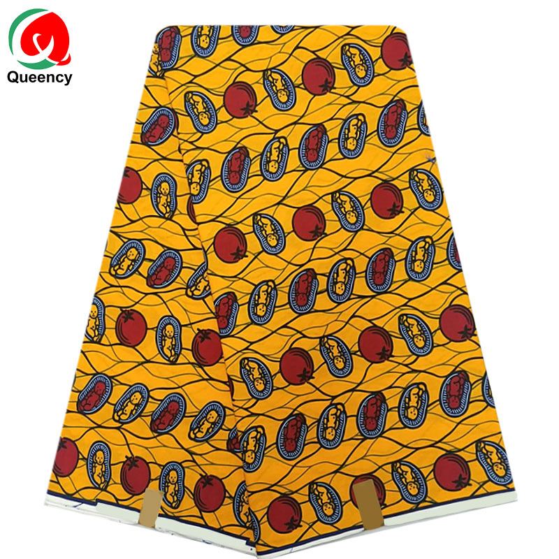 Queency 100% хлопок африканская печатная восковая Ткань Золотая настоящая большая восковая ткань в узорах для младенцев