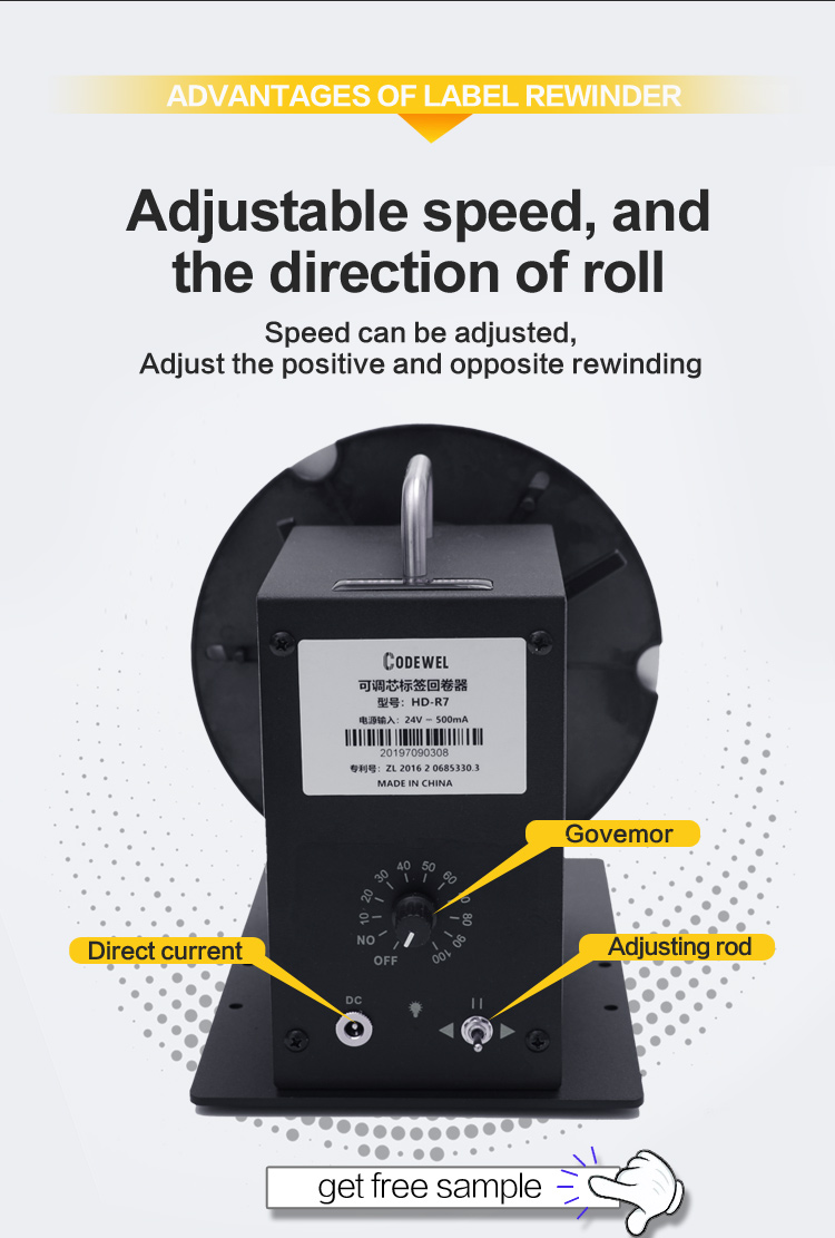 HD-R7 high Quality automatic label rewinder roll barcode sticker label rewinding machine with counter