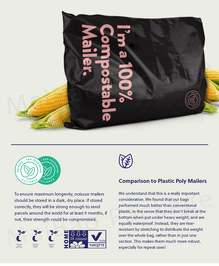 Custom Logo Printed Biodegradable Sustainable Eco Compostable Plastic Poly Mailer Mailing Shipping Bags For Clothing Packaging