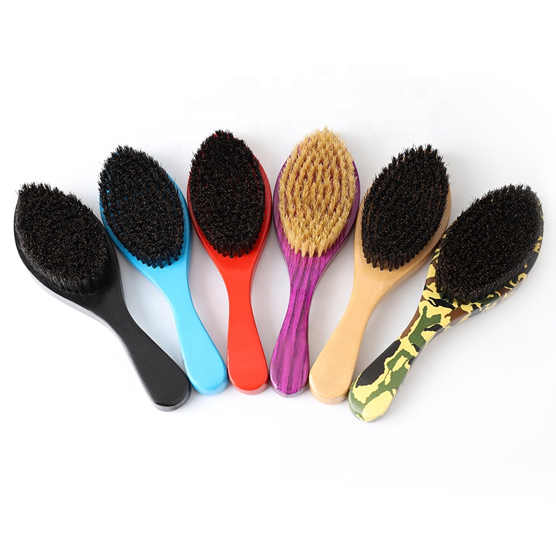 360 Wave Brushes For Men 100% Boar Bristle Hair Brush Wooden Curved Beard Brush Wholesale