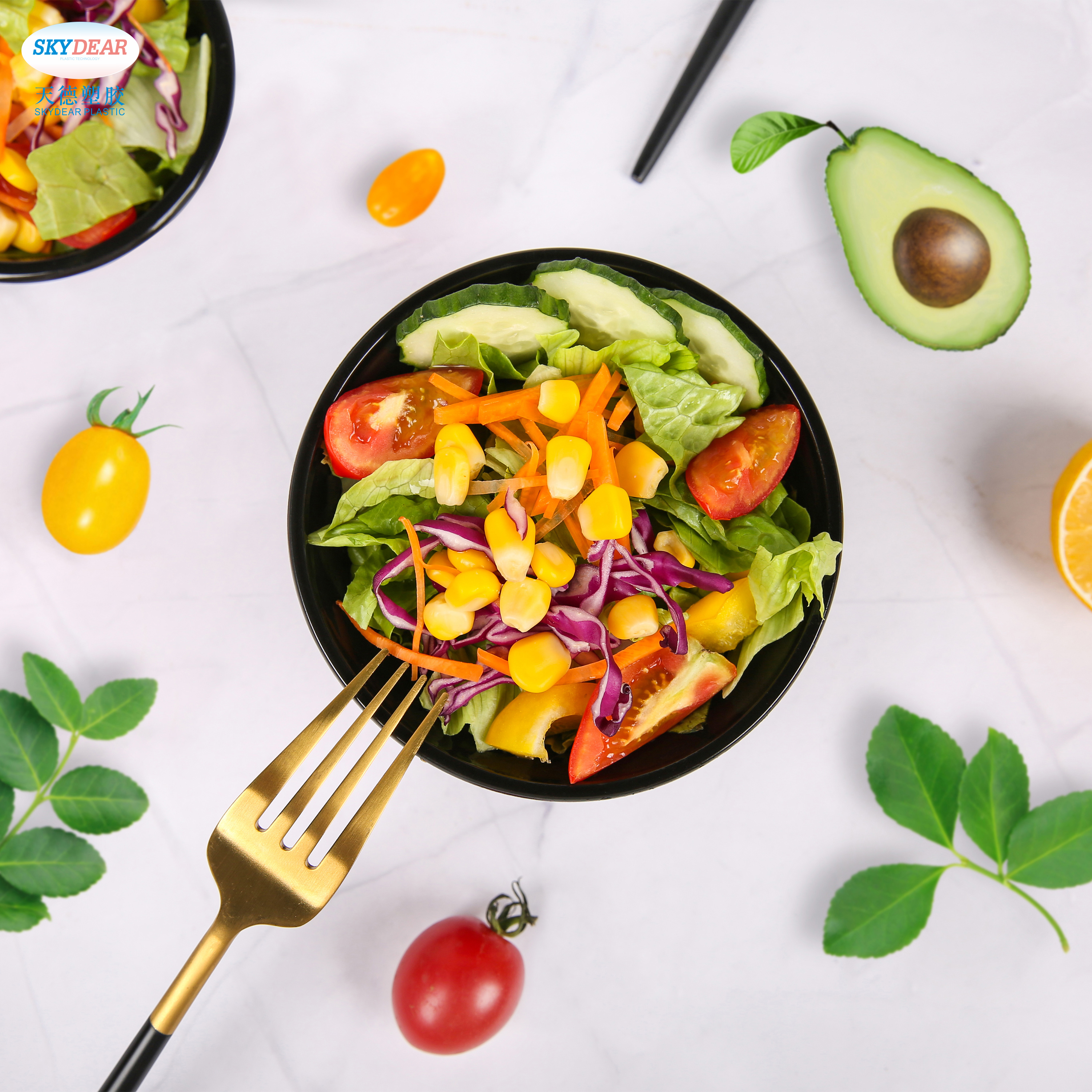 Экологичный биоразлагаемый усиленный прозрачный пластиковый контейнер для салата с белым лимоном, контейнер для выноса с крышкой