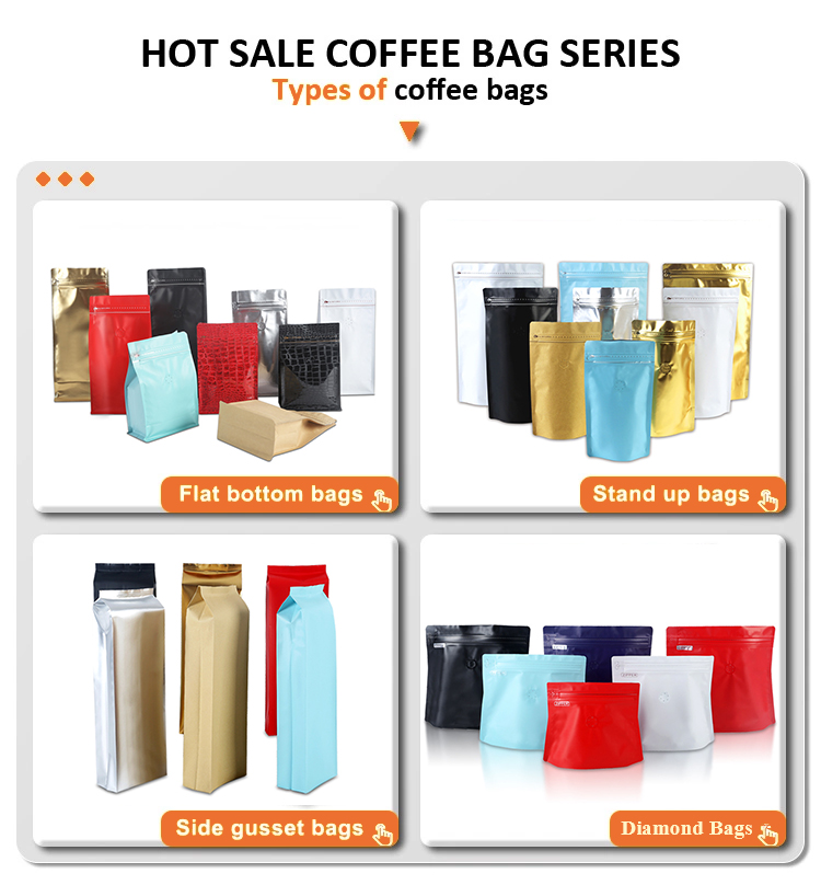 Disposable Premium 4oz Square Bottom Zipper Valve Pouch Packaging 340 Grams 1 Pound Tin Tie Aluminum Foil Coffee Bags With Valve