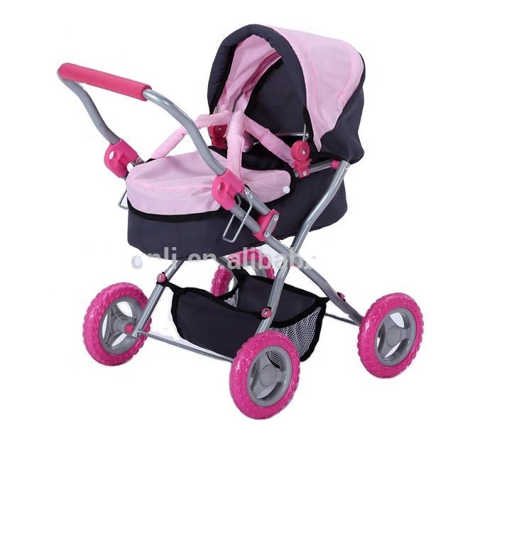 Pretend Play Furniture Dollhouse Stroller Trolley Children Foldable carrycot doll stroller doll pram toy