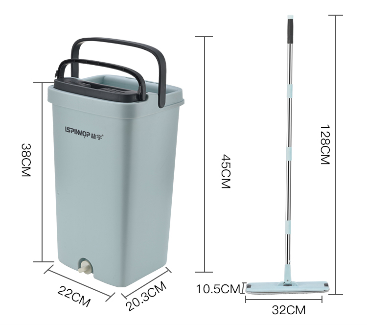 Squeeze Flat Floor Mop and Bucket Set with  Easy Self-Wringing Cleaning Mop Bucket Wet and Dry Use