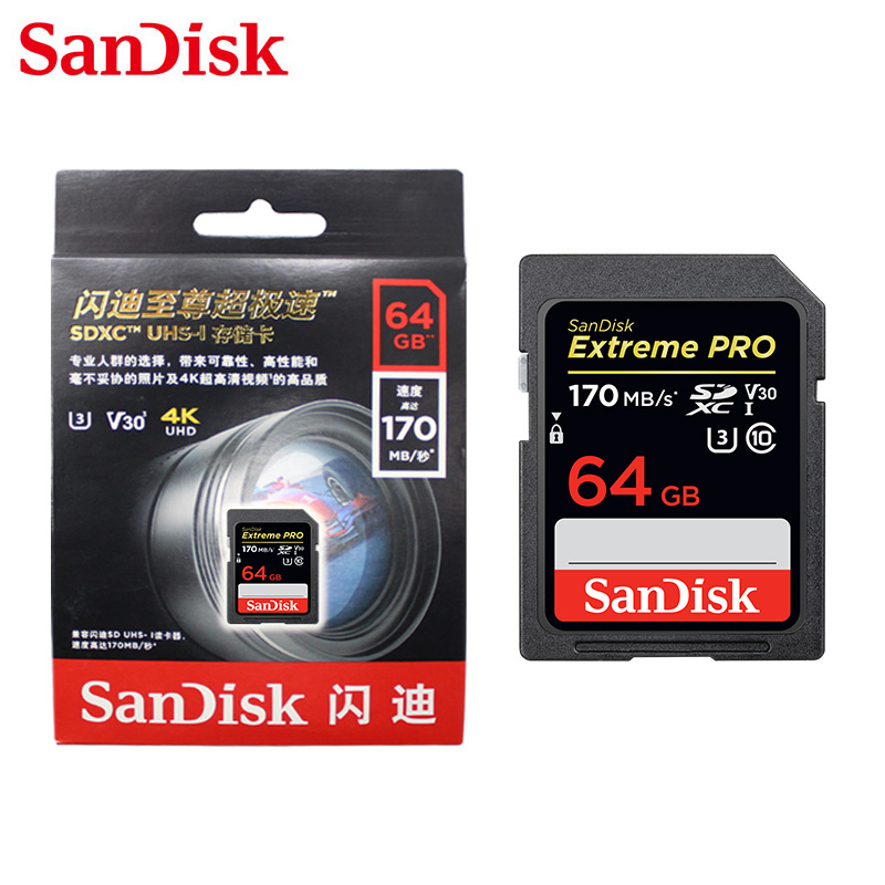 Двойной Флеш-накопитель SanDisk Memory Card Extreme Pro карты памяти 32 Гб 64 Гб 128 ГБ 256 C10 U3 V30 UHS-I cartao de memoria флеш-карта для камеры