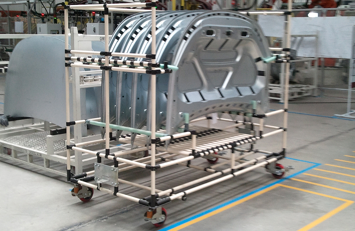 Aluminium Profile Industrial Tote Cart Multilayer Hand Push Trolley